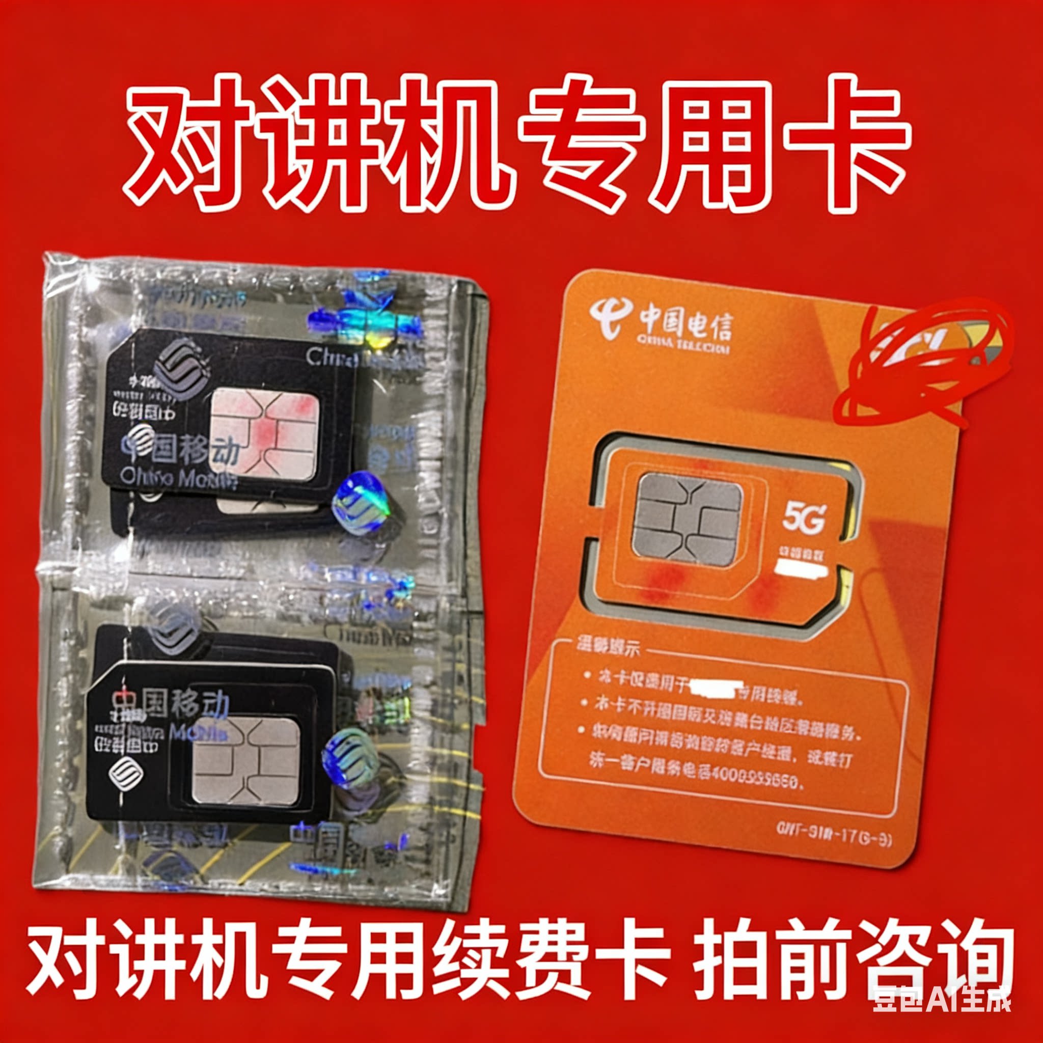 插卡对讲机续费专用流量公网对讲机年卡4G对讲机卡摩托对讲机充费