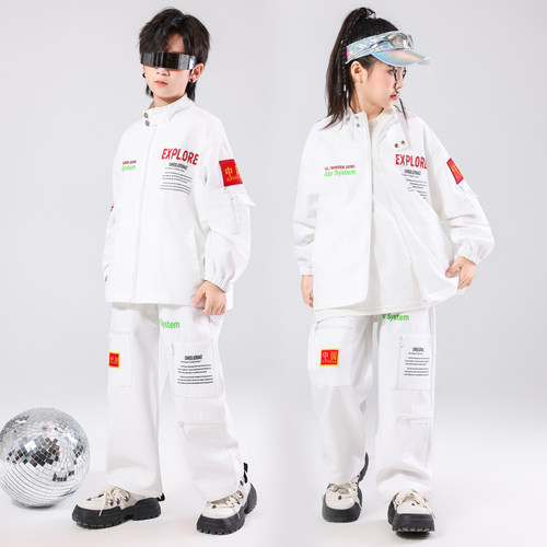 儿童街舞演出服套装嘻哈机车服