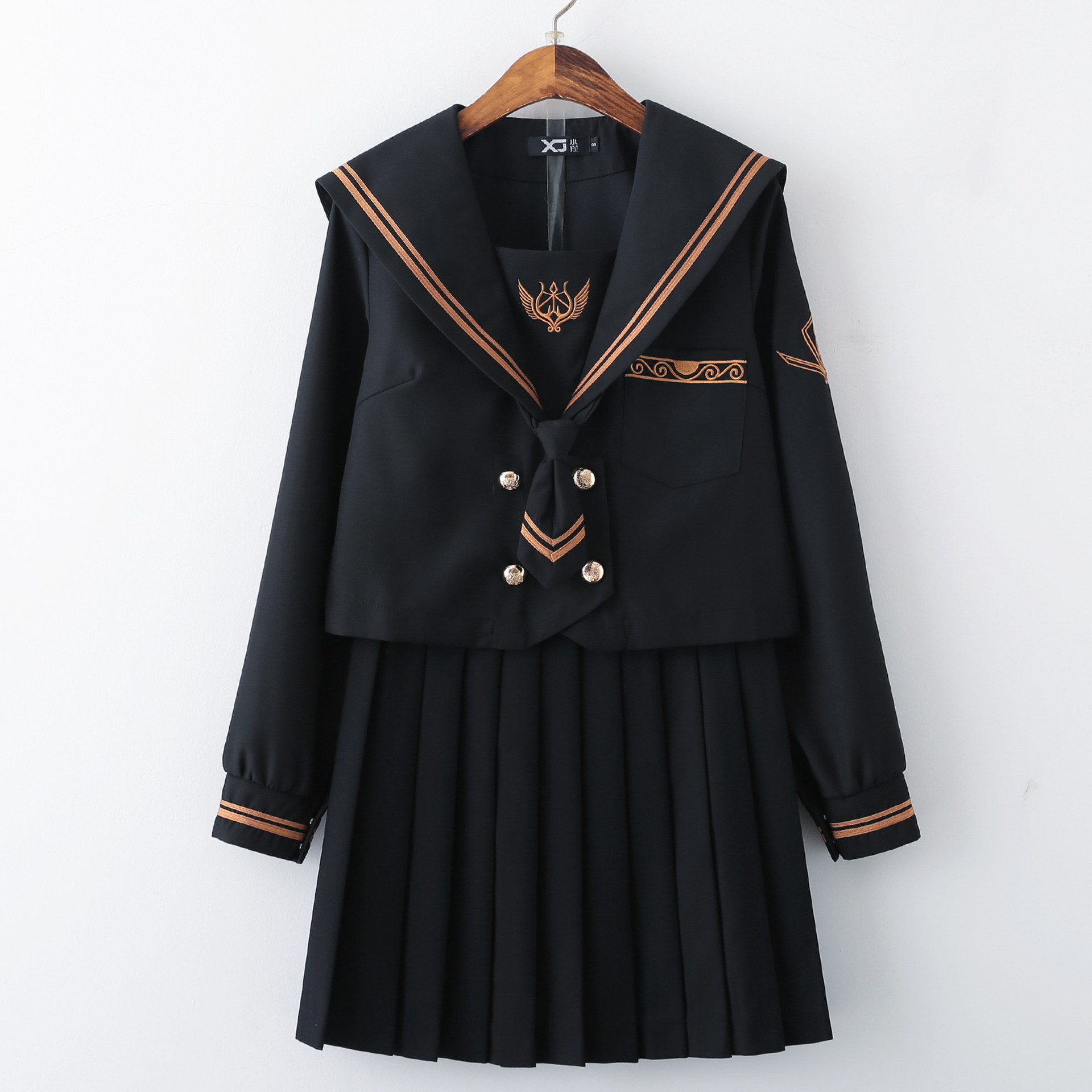 小瑾原创正版皇家上将jk水手服长袖黑色制服中间服日系少女学生裙