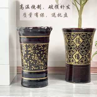 花盆陶瓷特大号古典客厅落地种树发财树金钱树绿萝特价 清仓带托盘