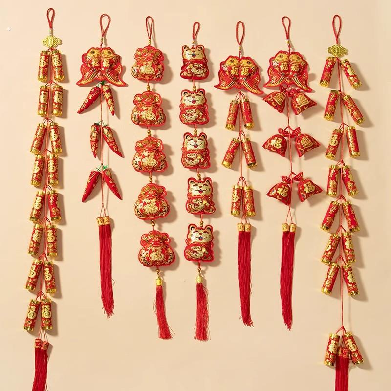 中国结福字红辣椒串挂件过新年墙面装饰入户门小灯笼挂饰气氛布置