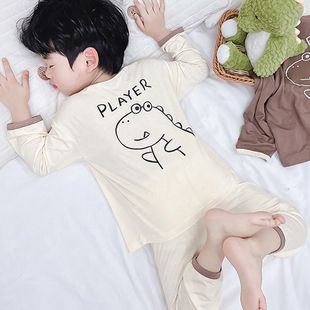春款 分体卡通儿童长袖 家居服 小男孩宝宝薄款 儿童莫代尔睡衣春秋季