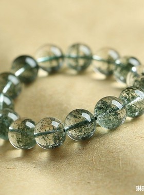 天然巴西水晶绿幽灵手链满天星雪花手链聚宝盆绿色水晶男女款