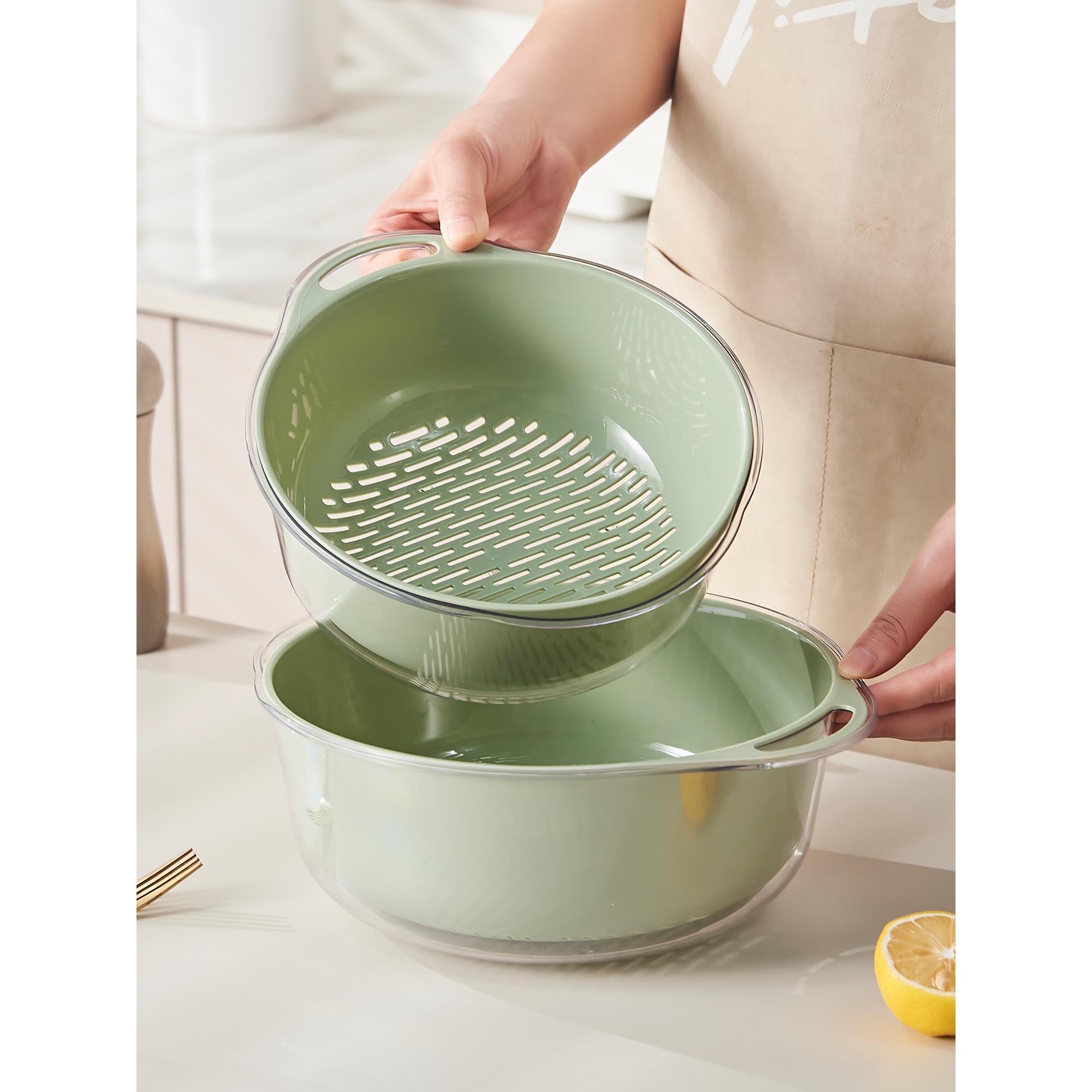 洗菜盆沥水篮多功能厨房双层滤水筐菜篮子网红客厅家用茶几水果盘