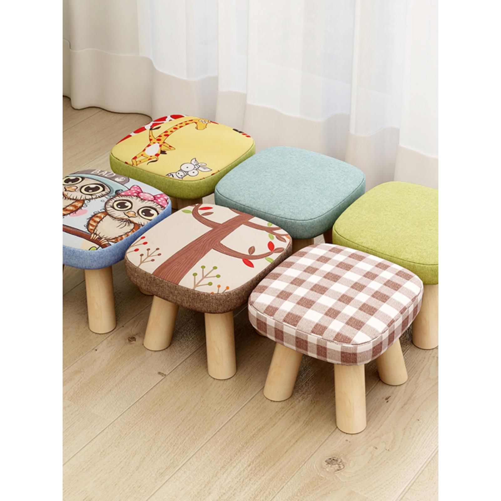 换鞋凳坐凳家用门口时尚创意实木矮凳客厅布艺沙发凳圆凳坐墩板凳