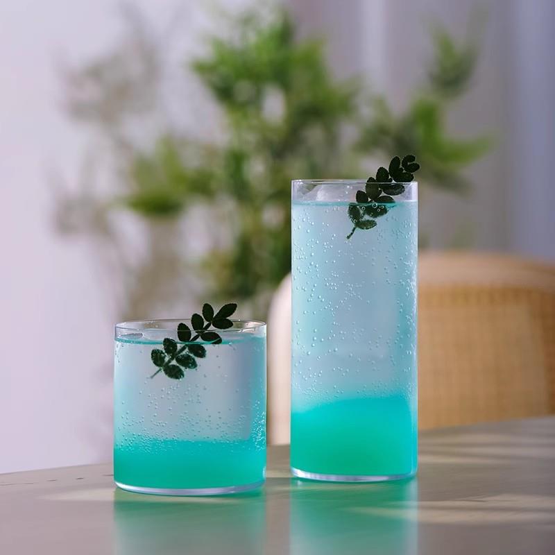 耐高温玻璃杯网红个性水果茶杯大口杯直身杯果汁杯冷饮杯冰沙杯子