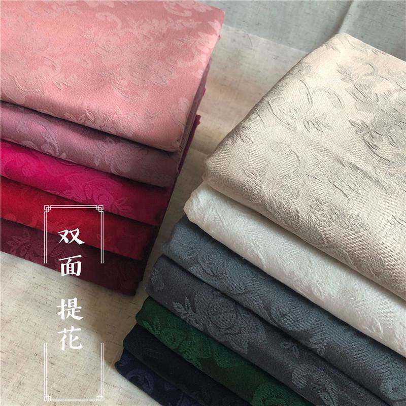 秋冬棉麻提花布料 中国风汉服袍子连衣裙棉袄面料 加厚双面提花