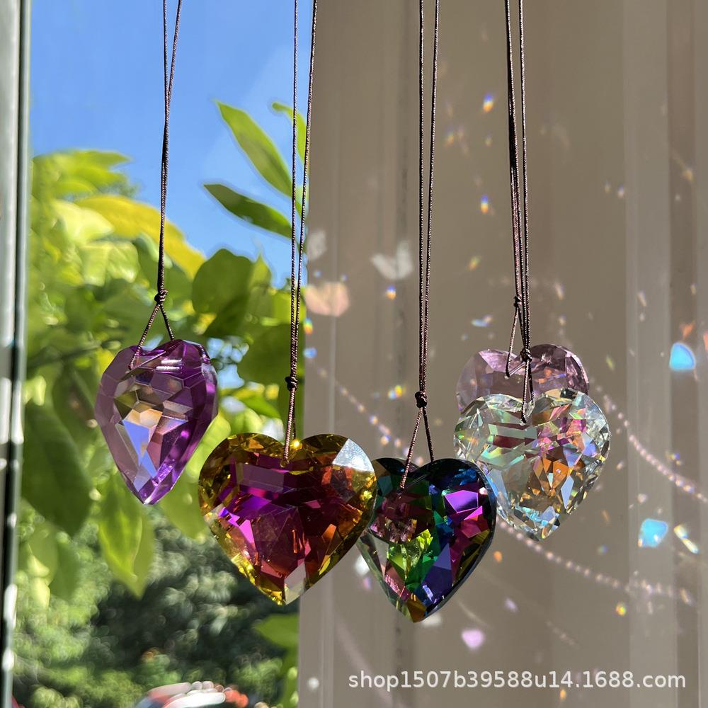 炫彩水晶钻石吊坠太阳光捕手棱光镜光影装饰女孩彩虹爱心公主项链