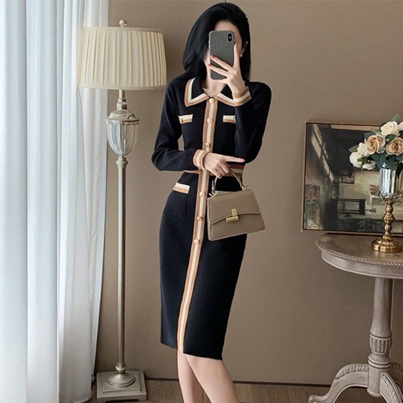 韩国针织毛衣连衣裙女春季2026年新款法式收腰内搭打底过膝长裙子,女装/女士精品,连衣裙,淘宝优惠券,粉丝福利购,淘宝优惠卷