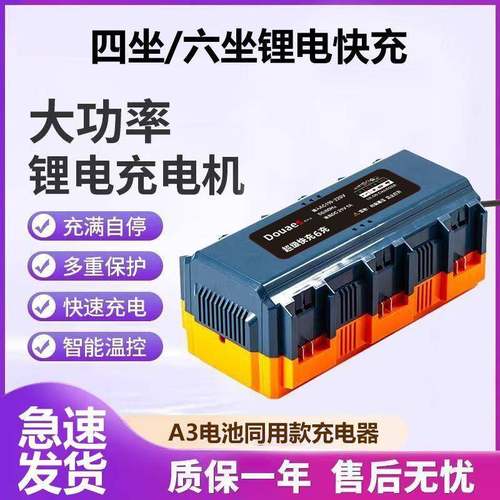 大亿A3插脚锂电池座充六座快充一拖四48VF88VF通用充电器2106座充