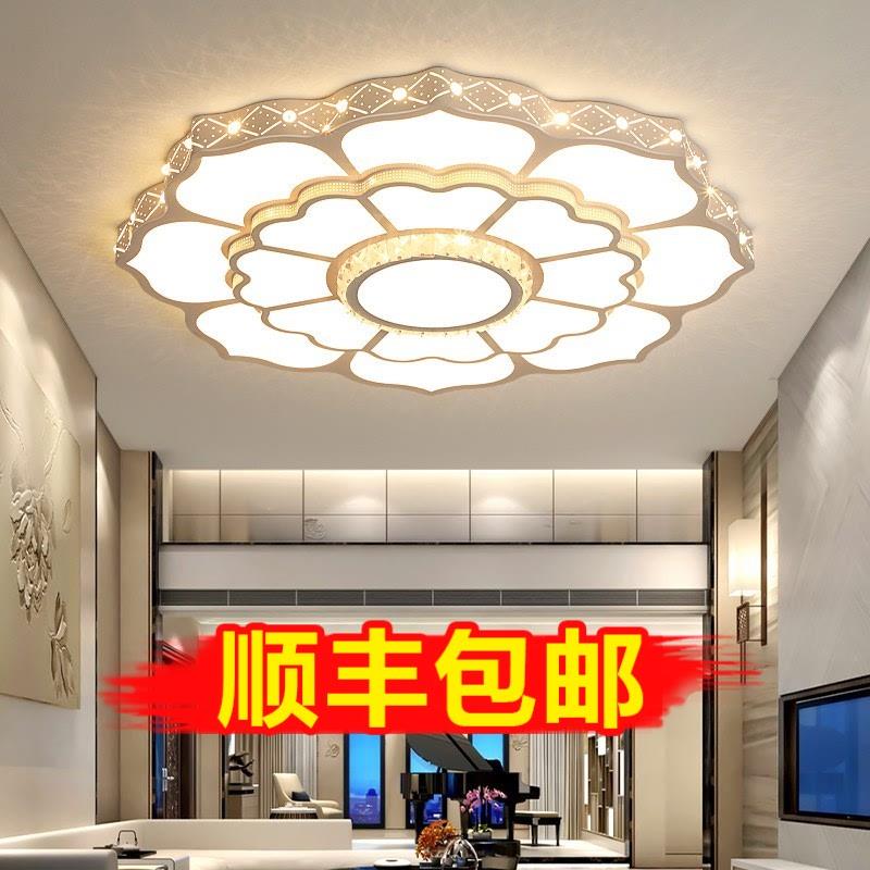轻奢客厅大灯简约现代花朵吸顶灯圆形水晶灯大厅主灯超亮2025新款
