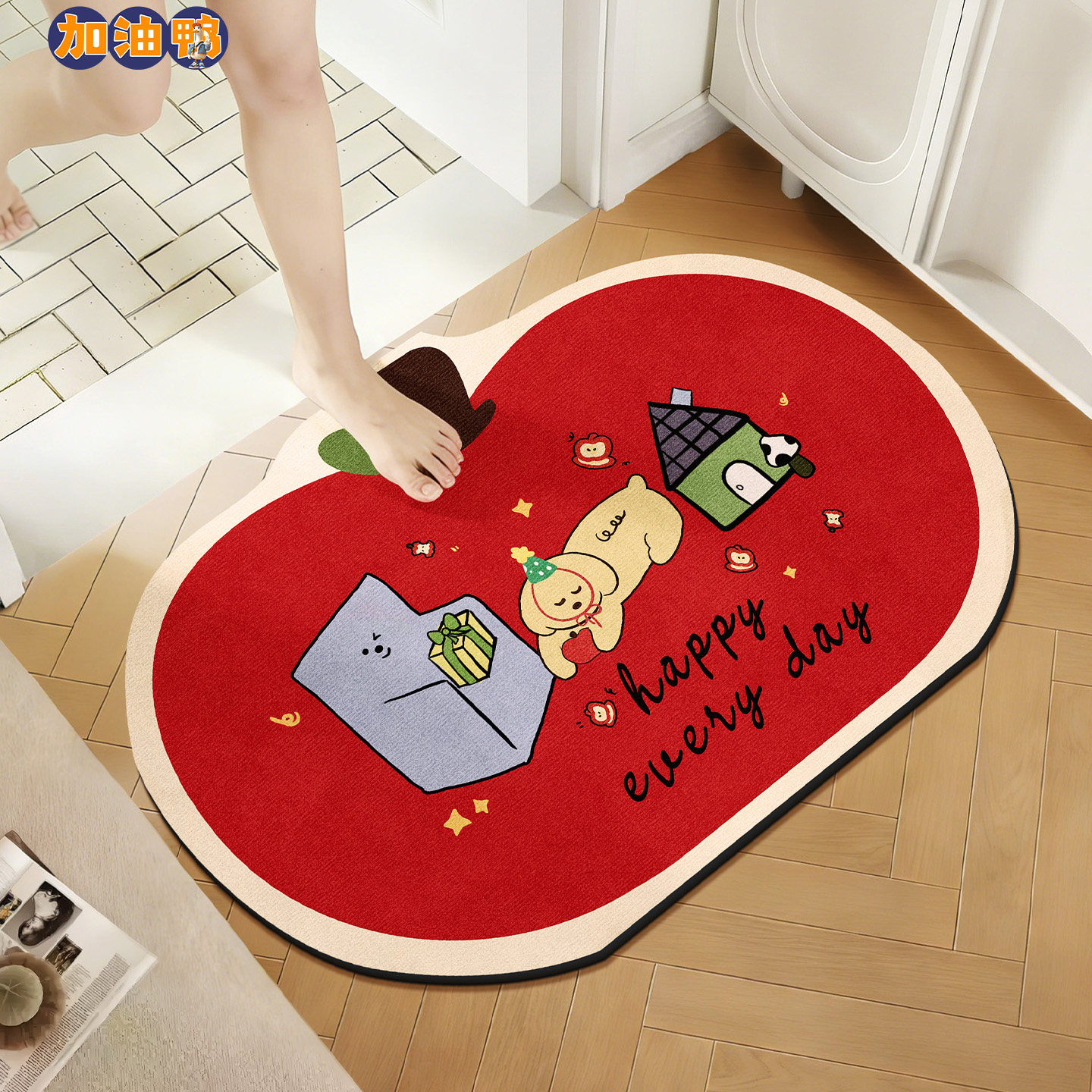 卡通马年浴室地垫卫生间洗澡专用防滑防摔脚垫硅藻泥异形吸水地毯,居家布艺,家用脚垫,淘宝优惠券,粉丝福利购,淘宝优惠卷