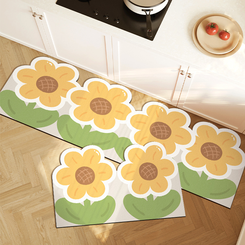 花卉厨房地垫防滑防油可擦免洗