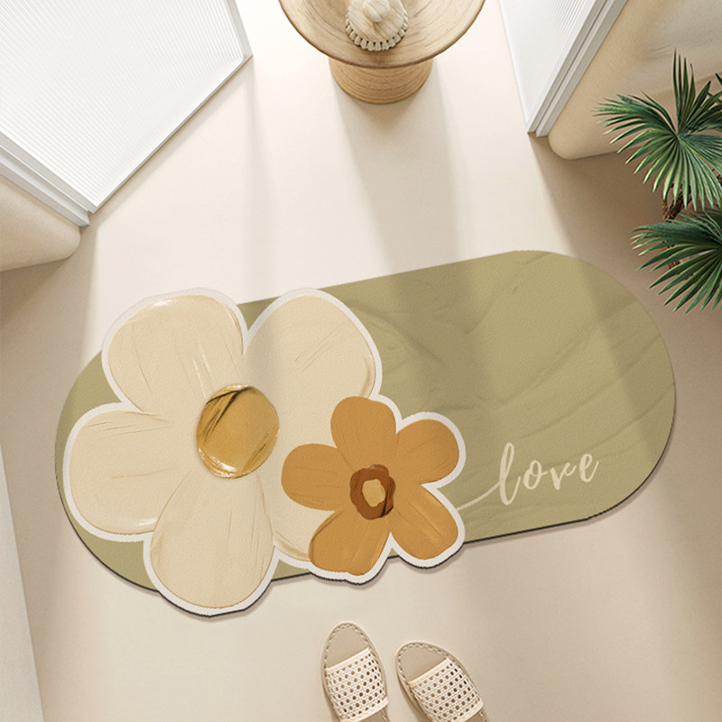 肌理花朵浴室地垫硅藻泥吸水卫生间脚垫子门口防滑地毯洗手间速干,居家布艺,家用脚垫,淘宝优惠券,粉丝福利购,淘宝优惠卷