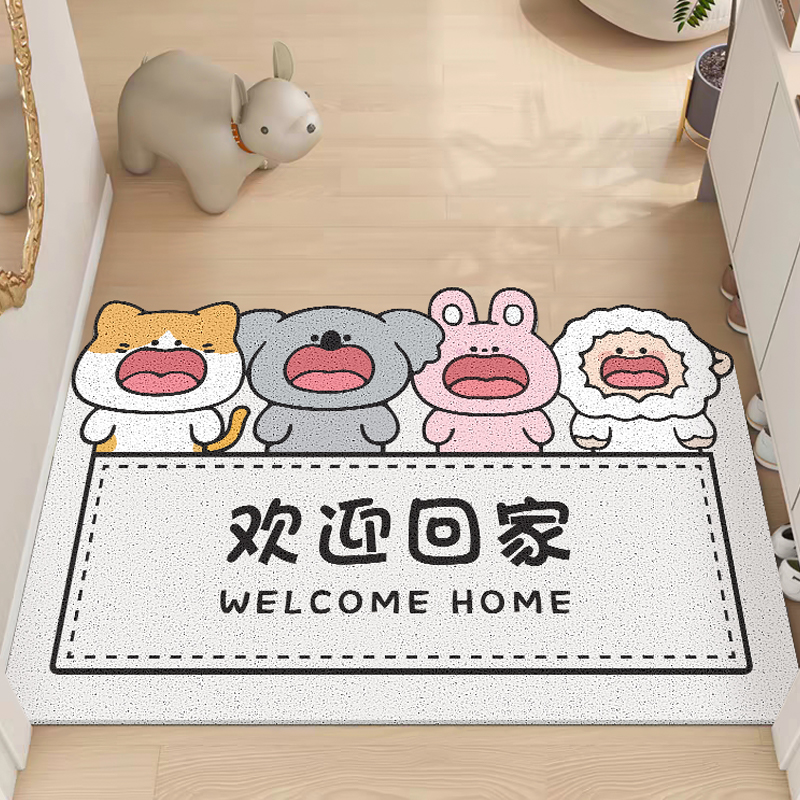 趣味地垫入户门垫丝圈可蹭土进门门口地毯脚垫子PVC门厅家用防滑