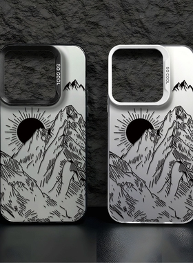 日落山脉情侣适用苹果16pro手机壳iphone15适用一加13适用小米15适用红米k80适用荣耀300保护套适用魅族21