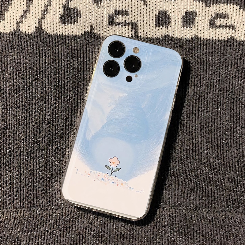 晕染白花太空壳手机壳