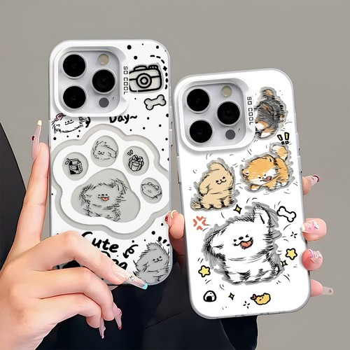 吹风小狗情侣适用苹果16pro手机壳iphone15适用一加13适用小米15适用红米k80适用荣耀300保护套适用魅族21