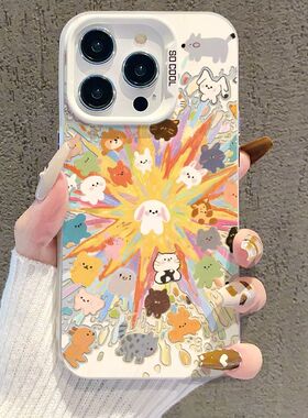 爆炸小动物情侣适用苹果17pro手机壳iphone17适用一加适用小米17适用红米k90适用荣耀500保护套适用魅族22
