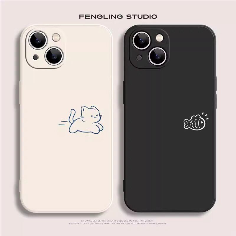 猫猫与鱼液态硅胶适用苹果17pro手机壳iphone17适用一加
