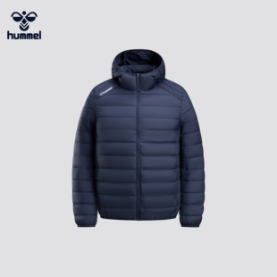 HUMMEL男士连帽轻便羽绒服保暖修身排骨2024新款外套90绒短款冬季