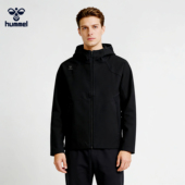 HUMMEL男士 连帽夹克外套黑色防风户外运动风通勤带帽休闲风