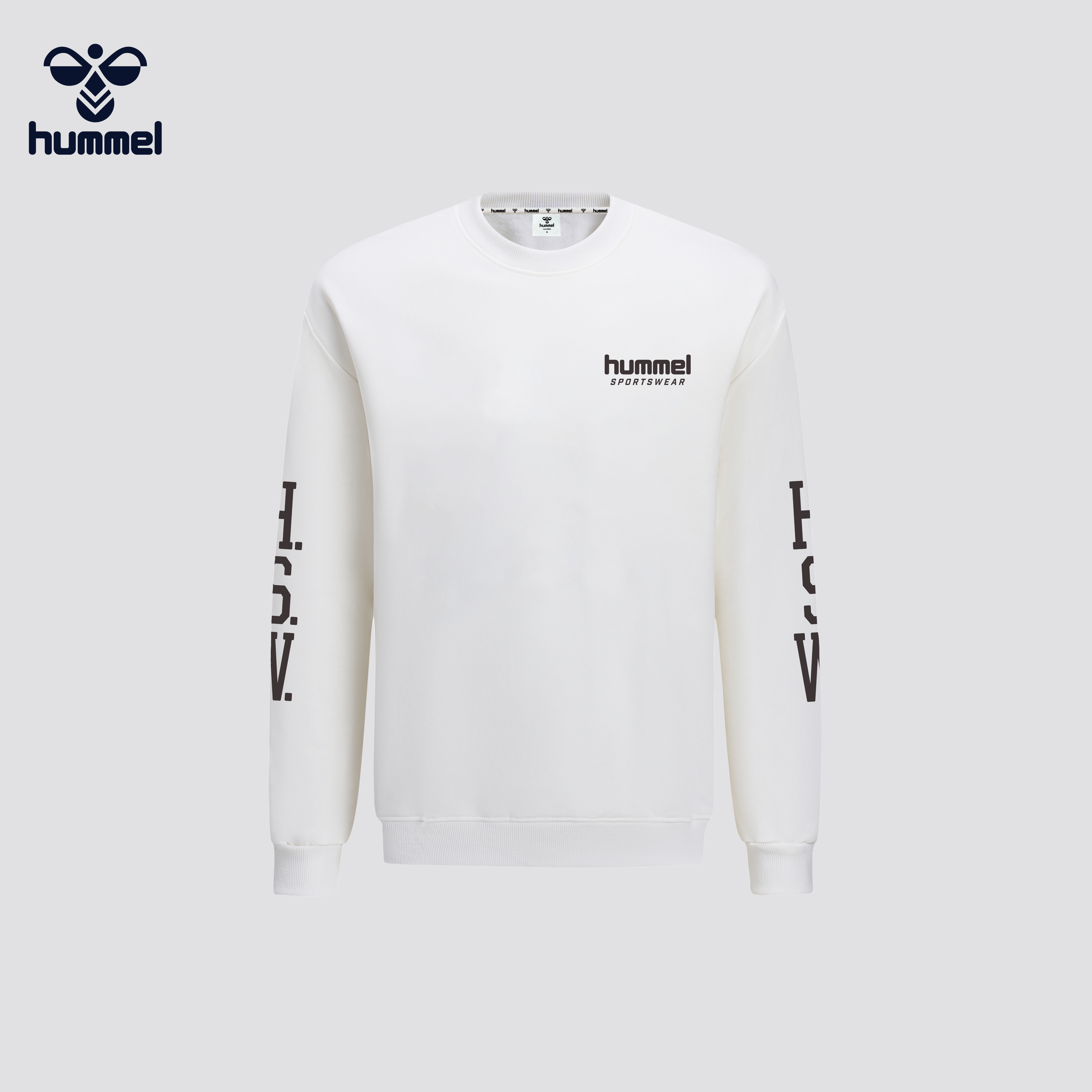 HUMMEL简约运动风圆领长袖卫衣