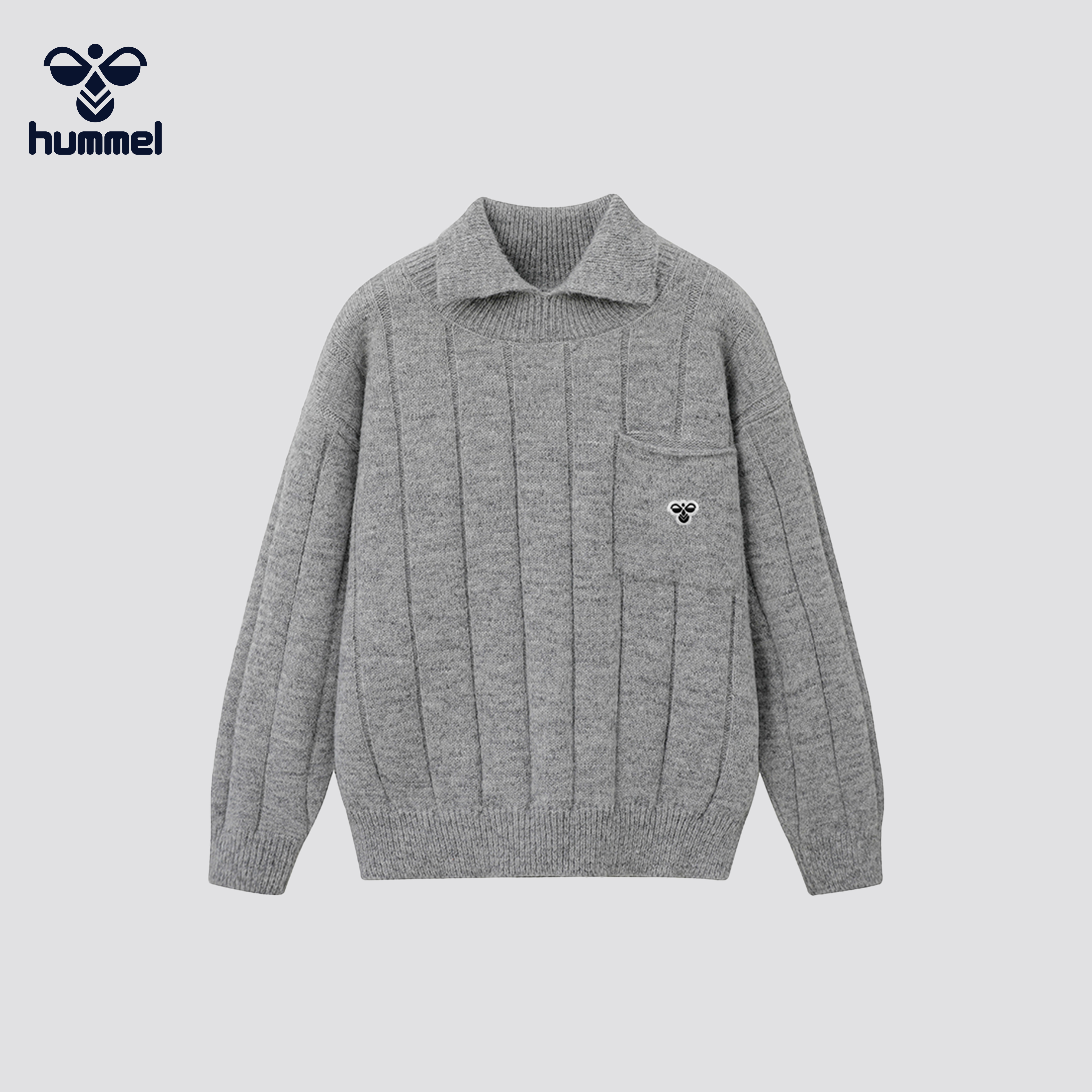 HUMMEL复古风翻领针织衫