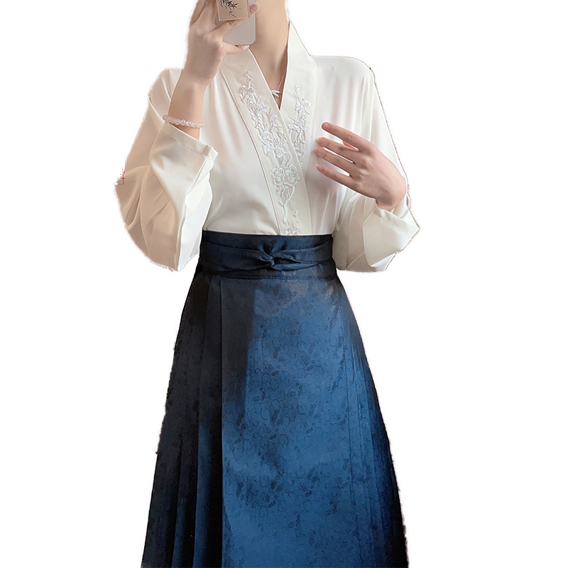 柏粟原创汉服交领飞机袖日常汉元汉服半身裙