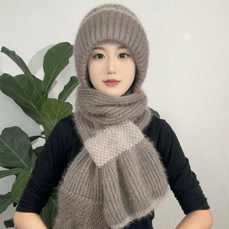 加绒帽子围巾一体女冬2026新款