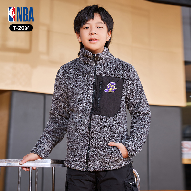 公牛加绒外套NBA湖人保暖青少年