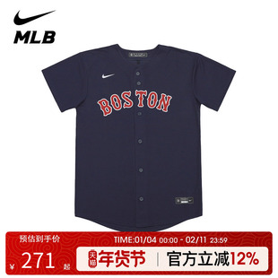 耐克Nike MLB联名款波士顿红袜青少年新款运动透气短袖衬衫球衣