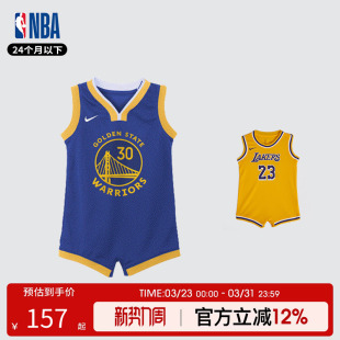 NBA 勇士库里湖人詹姆斯篮球运动婴儿幼童开档连体服爬爬服 Nike