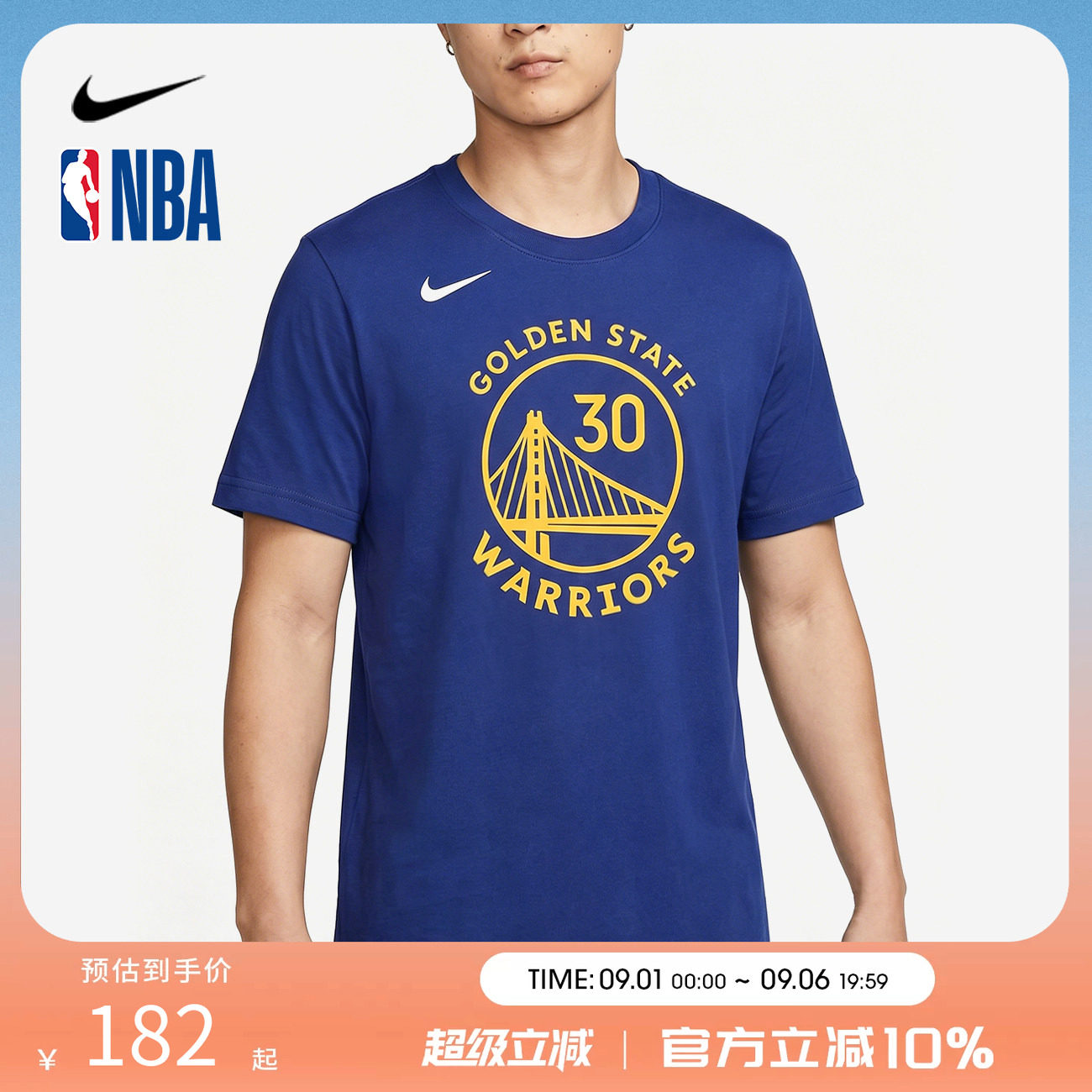 Nike NBA 勇士库里中国行 经典潮流短T 青少年运动圆领短袖上衣图片