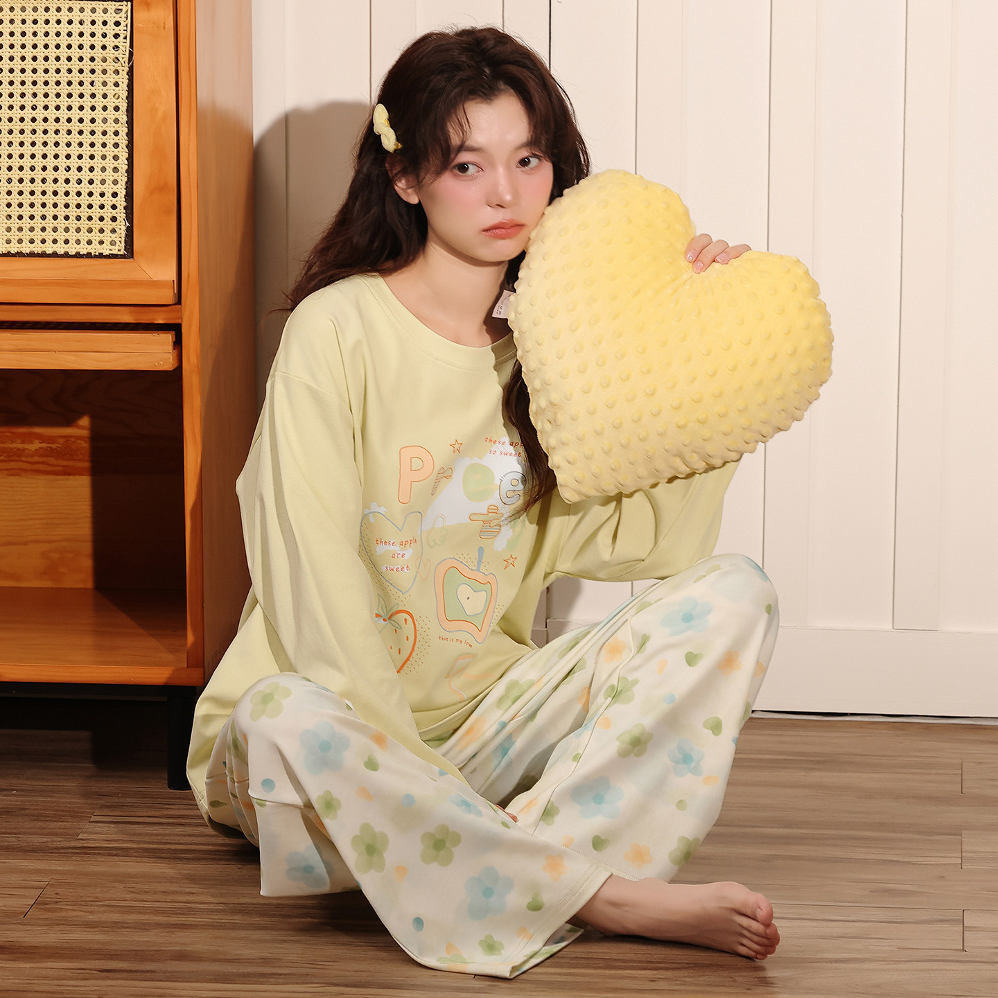睡衣女士秋冬季纯棉长袖家居服
