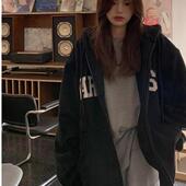 STA旗舰店格子小狗狗连帽卫衣男女秋冬美式 复古潮牌重磅纯棉外套