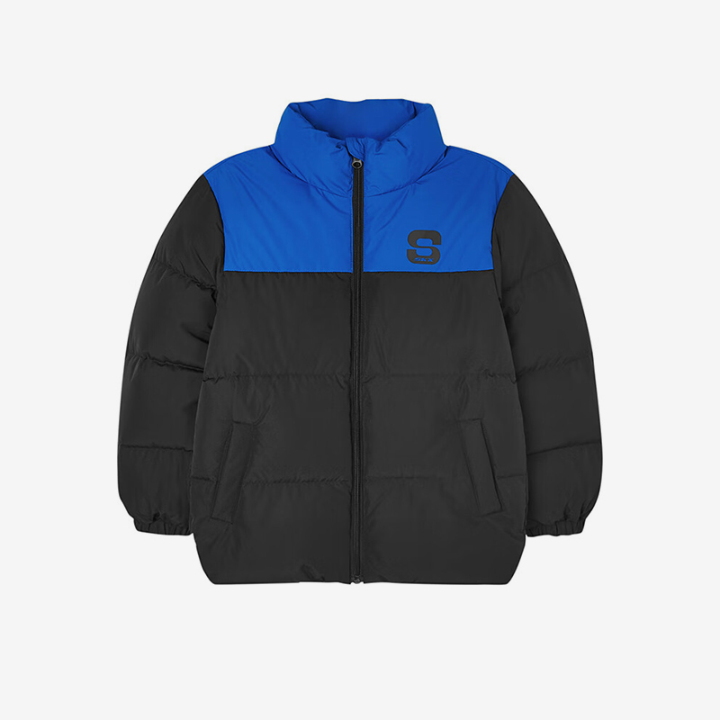 Skechers/斯凯奇正品秋冬季新款儿童梭织短款拼接保暖羽绒服