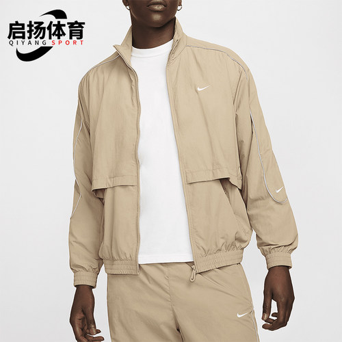 耐克男士立领运动刺绣外套