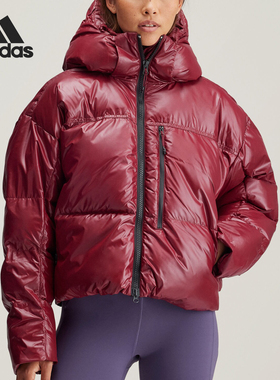 Adidas/阿迪达斯正品新款女士短款保暖连帽面包棉服IW3843