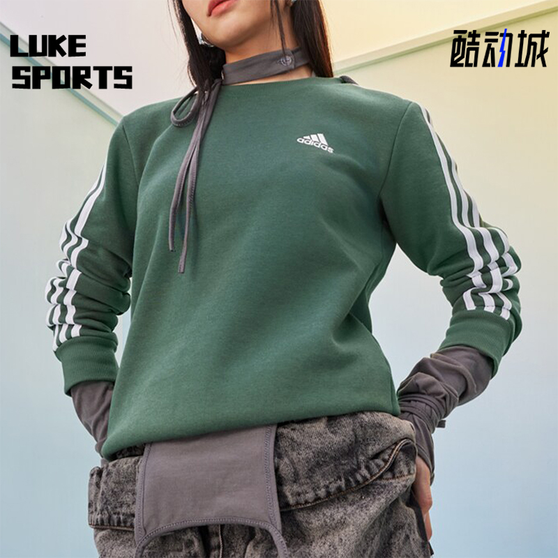 Adidas/阿迪达斯正品FW24女士透气圆领复古经典加绒卫衣HM1930