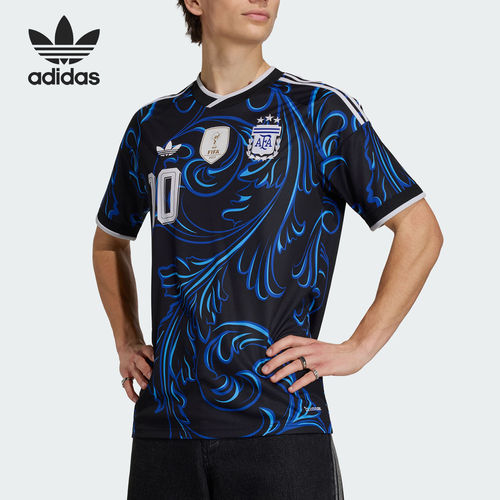 Adidas/阿迪达斯正品三叶草男士修身印花足球运动T恤KH3940
