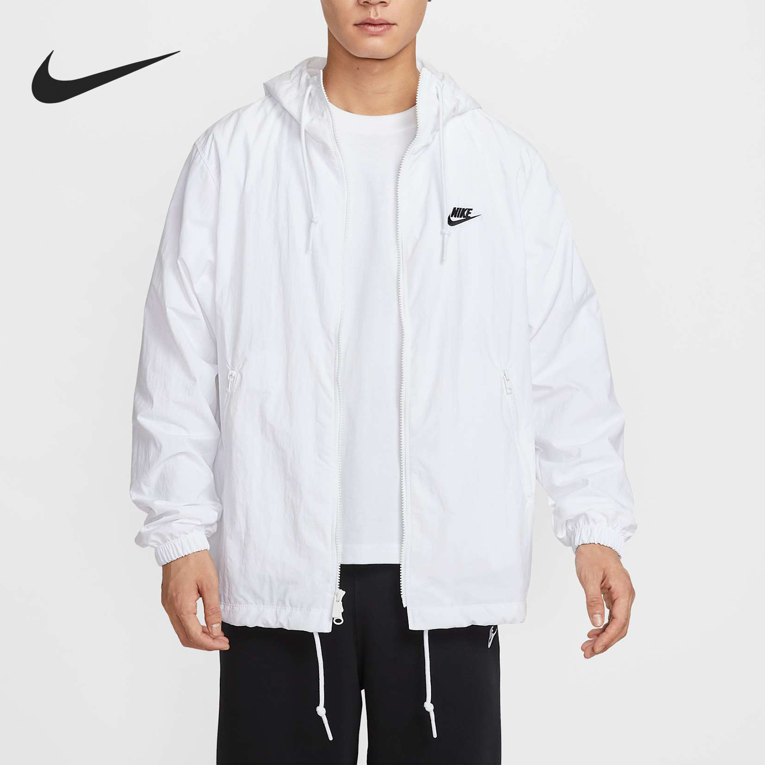 Nike/耐克正品春秋男士连帽宽松简约运动夹克外套FB7398-100 - 实物图