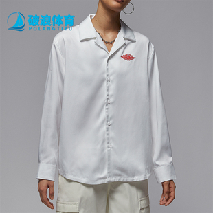 Nike JORDAN女士休闲简约翻领宽松透气衬衫 IH2538 100 耐克正品