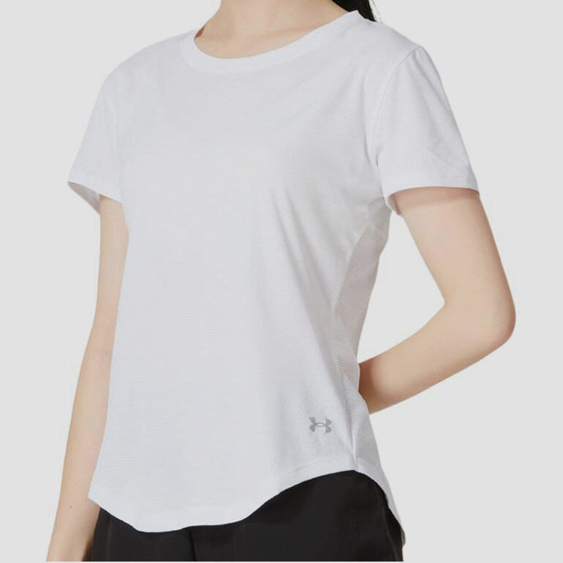 UA/安德玛正品2025新款女士圆领修身简约户外短袖T恤1373399-100