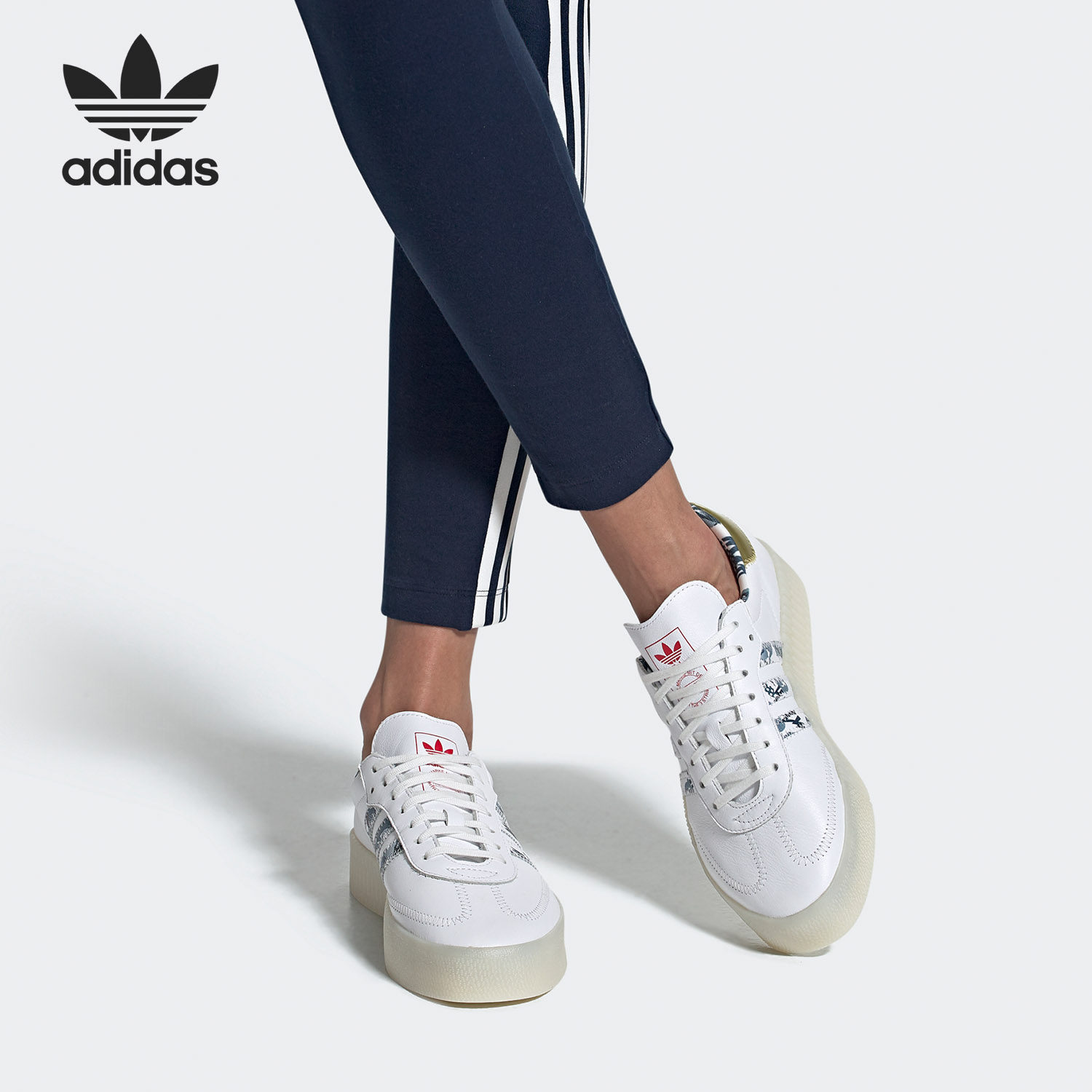 Adidas/阿迪达斯正品三叶草 SAMBAROSE W 女子厚底运动鞋 FW5345