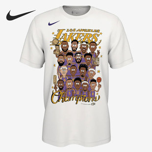 Nike/耐克正品洛杉矶湖人队2020年总冠阵容卡通纪念T恤 DM4553