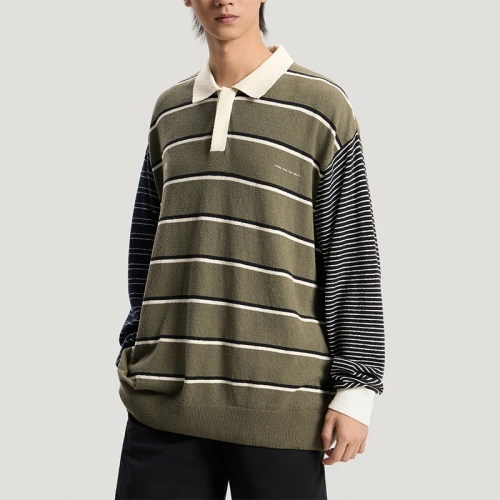 Adidas/阿迪达斯正品男士亲肤印花条纹经典长袖运动POLO衫KS1343
