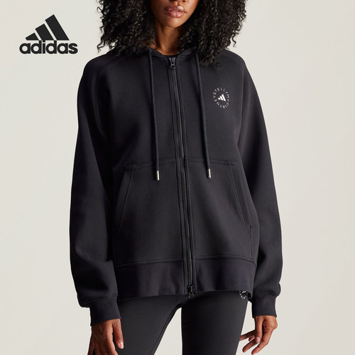 Adidas/阿迪达斯官方正品新款女士时尚针织连帽夹克外套JF6337