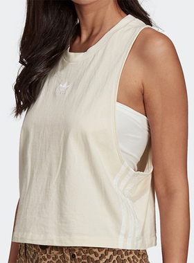 Adidas/阿迪达斯正品三叶草女士休闲圆领透气时尚背心T恤GN2845