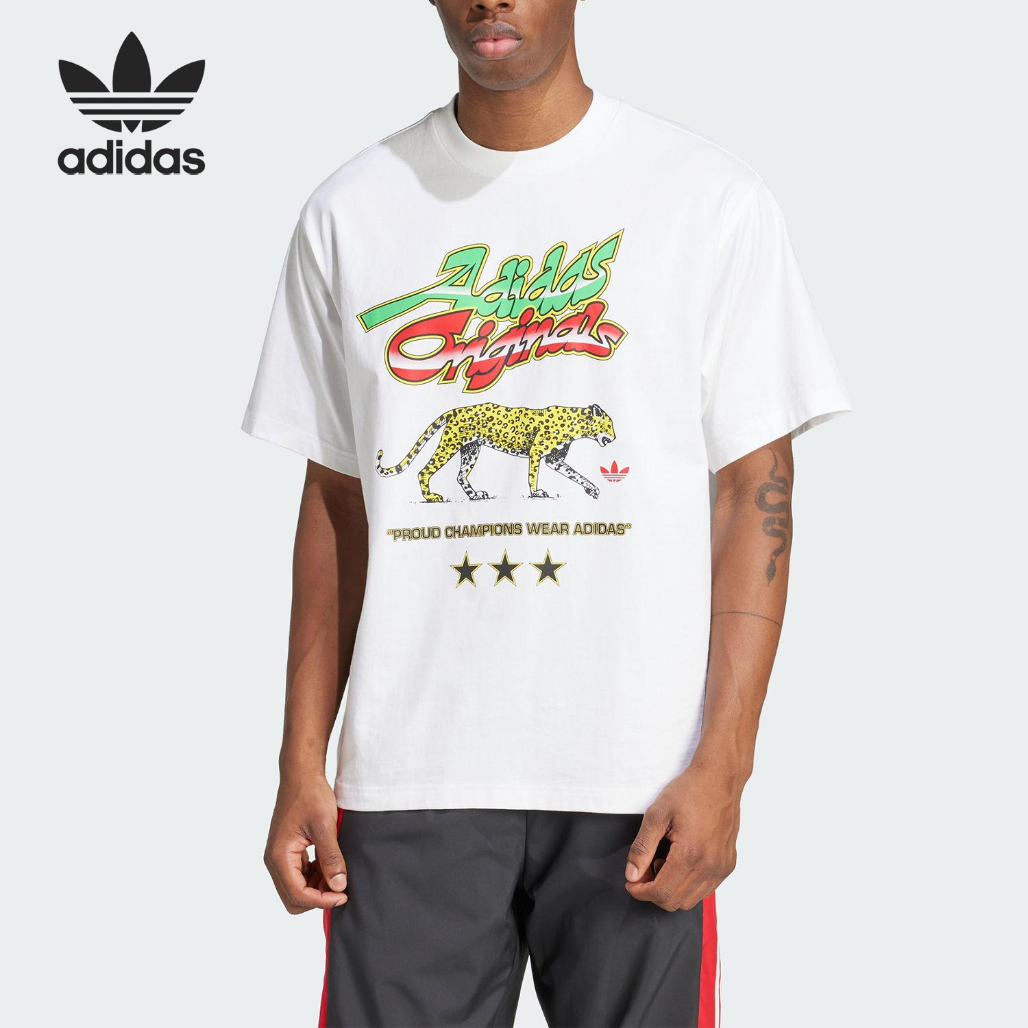 Adidas/阿迪达斯官方正品三叶草男士印花时尚潮流短袖T恤KA4575
